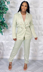 Sage & Satin Blazer Set